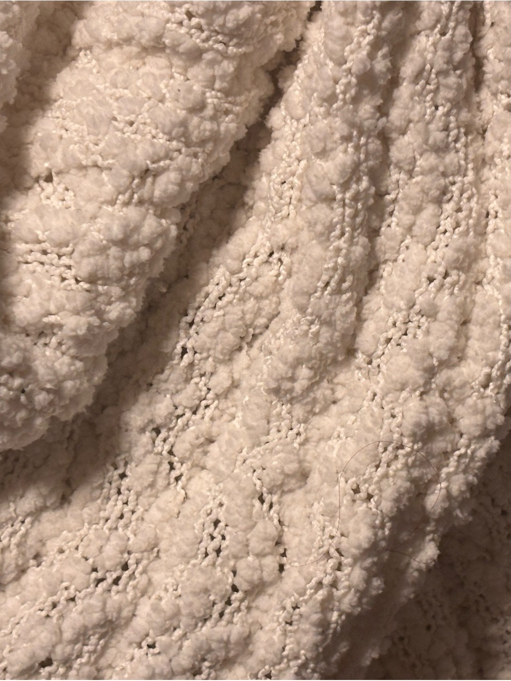 H&M cozy teddy soft knit V-Neck bouclé midi Sweater Dress Cream Belle sleeve M - Picture 8 of 11